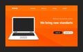 Landing page vector laptop website. Web design landing page app template