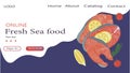 Landing page or web application background for seafood. for fresh sea, ocean food Royalty Free Stock Photo