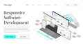 Landing Page Web development and coding. Cross platform development website. Adaptive layout user interface on screen laptop, Royalty Free Stock Photo