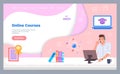 Landing page of website, online courses, education at distance in internet, online university