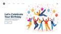 Landing page concept with birthday party theme.