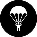 Landing, parachute, skydiving icon. Rounded vector graphics