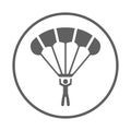 Landing, parachute, skydiving icon. Gray vector graphics