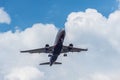 Landing of the passenger plane at sunset Royalty Free Stock Photo