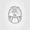 landing plane or airplane or aeroplane logo vector illustration design Royalty Free Stock Photo