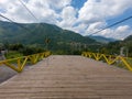 Landing platform for zip line - enjoying the adrenaline rush. Royalty Free Stock Photo