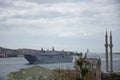 Landing ship LHD L400 Anadolu from the Bosphorus to the Black Sea Royalty Free Stock Photo