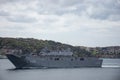 Landing ship LHD L400 Anadolu from the Bosphorus to the Black Sea Royalty Free Stock Photo