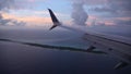 Landing at sunset on an Abandoned tropical island in Majuro, Marshall Islands