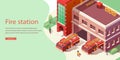 Landing Web Page, Banner Isometric Fire Station