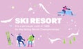 Landing web page template for mountain ski school, resort or skipass