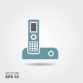 Landline Icon in flat style isolated on grey background.