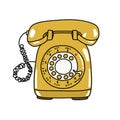 Landline phone doodle icon, vector color illustration Royalty Free Stock Photo