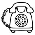 Landline phone. Sketch. Rotary dialer. A device for making and receiving calls. Vector illustration.
