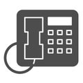 Landline phone solid icon. Call vector illustration isolated on white. Telephone glyph style design, designed for web Royalty Free Stock Photo