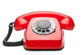 Landline red phone on a isolated white background Royalty Free Stock Photo