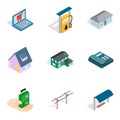 Landlord icons set, isometric style