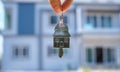 Landlord unlocks the house key for new home