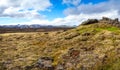 Landmannalaugar moss and orange lava desert hills at volcano landscape. Iceland Royalty Free Stock Photo