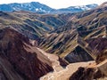 Landmannalaugar National Park - Iceland. Rainbow Mountains. Aerial view of beautiful colorful volcanic mountains. Top view. Royalty Free Stock Photo