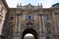 Landmark Arched gateway entrance of the Lions Court in the Buda Castle in Budapest Royalty Free Stock Photo