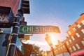 Historic streets of Boston Beacon Hill at sunset