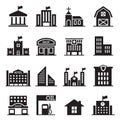 Landmark building icons set Vector illustration