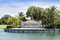 The landmark entrance sign to Jekyll Island, Georgia.