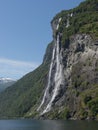 Waterfall geiranger fjord norway Royalty Free Stock Photo