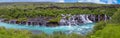 Landmark famous Iceland, Hraunfossar and Barnafoss waterfalls near Reykjavik