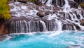 Landmark famous Iceland, Hraunfossar and Barnafoss waterfalls near Reykjavik Royalty Free Stock Photo