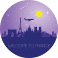 Landmark of France silhouette style in circle shape