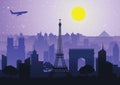 Landmark of France silhouette style