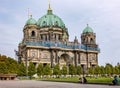 A landmark of the German capital Berlin is the Berlin Cathedral, here seen from the Lustgarten