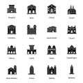 Landmark Glyph Icons Vectors Pack