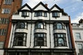 The famous Ivy restaurant and gardens in Chelsea London is a famous mock Tudor building on King`s road in London England