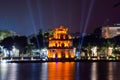 Landmark of Hanoi - Turtle Tower in the evening at Hanoi, Vietnam Royalty Free Stock Photo