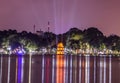 Landmark of Hanoi - Turtle Tower in the evening at Hanoi, Vietnam Royalty Free Stock Photo