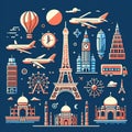 Landmark Icons Like Eiffel Tower â Global Destination Symbol