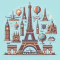Landmark Icons Like Eiffel Tower â Global Destination Symbol