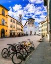 Italy - art and religion. Lucca medieval town - square with San