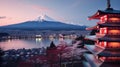 Landmark of japan Chureito red Pagoda and Mt. Fuji in Fujiyoshida, Japan Royalty Free Stock Photo