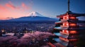 Landmark of japan Chureito red Pagoda and Mt. Fuji in Fujiyoshida, Japan Royalty Free Stock Photo