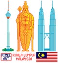 Landmark Kuala Lumpur, Malaysia in pixel art