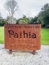 A landmark location sign for Paihia