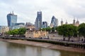 Landmark London Buildings Including the Tower of London & The Gherkin. Royalty Free Stock Photo