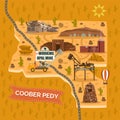 Landmark map for Australian Coober Pedy town, city Royalty Free Stock Photo