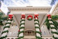 landmark Moana Surfrider decorated for Christmas celebrations