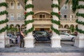 The landmark Moana Surfrider decorated for Christmas