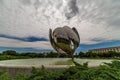 Motorized sculpture Floralis Generica Common Flower in the United Nations Park, Buenos Aires